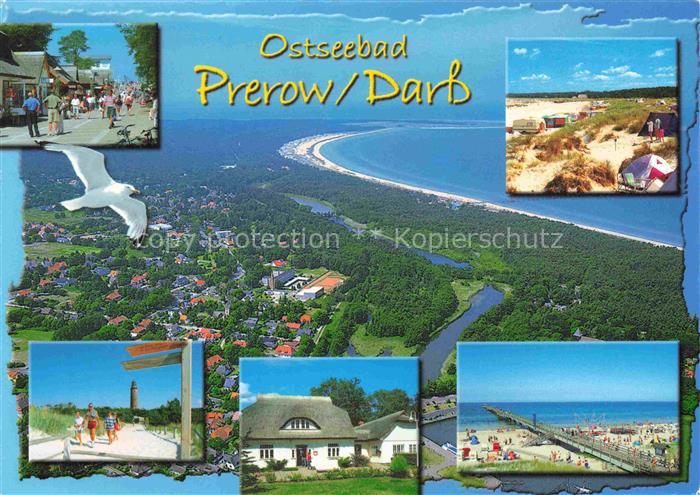 Prerow  Ostseebad Teilansichten Promenade Strand Seebruecke Kuestenpanorama Luft