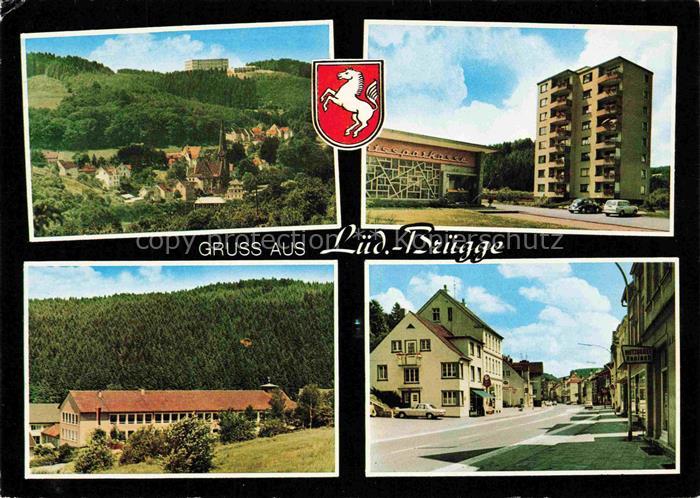 Bruegge Luedenscheid Westfalen Panorama Hochhauf Ortszentrum Hauptstrasse