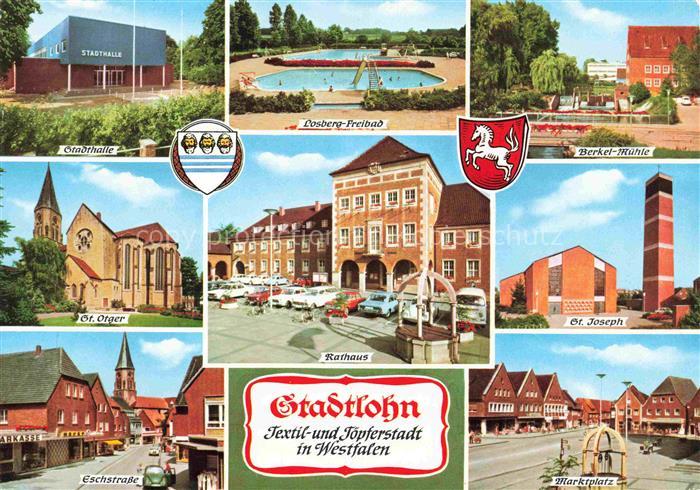 Stadtlohn Stadthalle Freibad Berkel-Muehle Kirche Rathaus Eschstrasse Marktplatz
