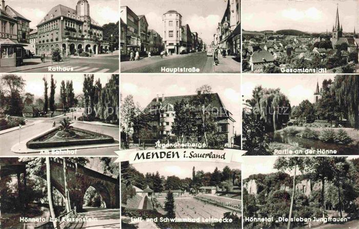 Menden  Sauerland Rathaus Hauptstrasse Panorama Am Bahnhof Jugendherberge Partie