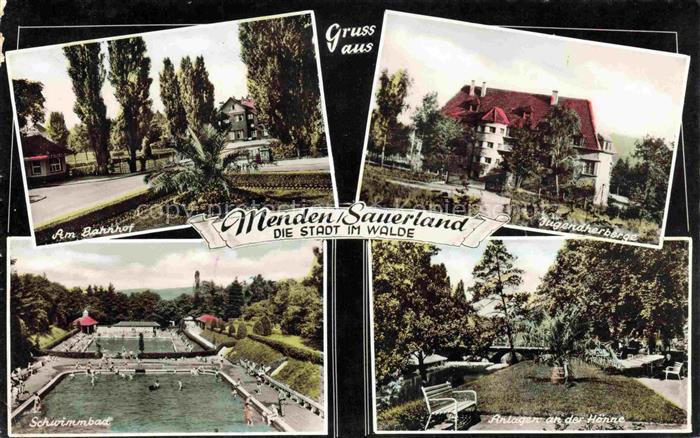 Menden  Sauerland Bahnhof Jugendherberge Schwimmbad Anlagen an der Hoenne