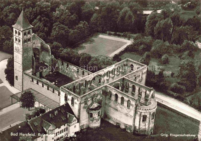 BAD HERSFELD Ruine der Stiftskirche Fliegeraufnahme