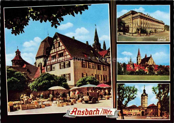 ANSBACH Mittelfranken Bayern Marktplatz Schloss Kirche Am Herrieder Tor