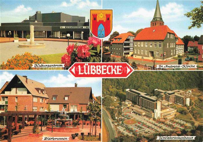 Luebbecke Westfalen Kulturzentrum Kirche Bierbrunnen Krankenhaus Luftaufnahme