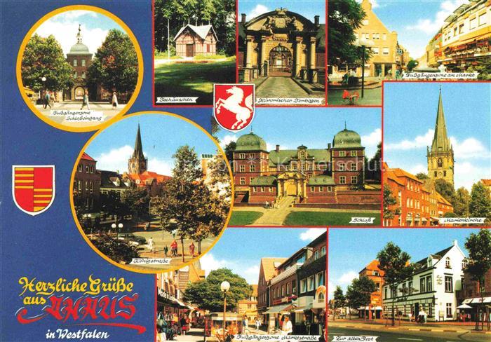 Ahaus NRW Fussgaengerzone Teehaeuschen Schloss Seehaeuschen Historischer Torboge