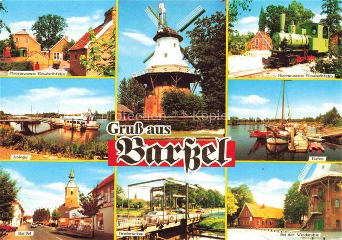 Barssel Niedersachsen Moormuseum Elisabethfehn Anleger Windmuehle Hafen Dreibrue