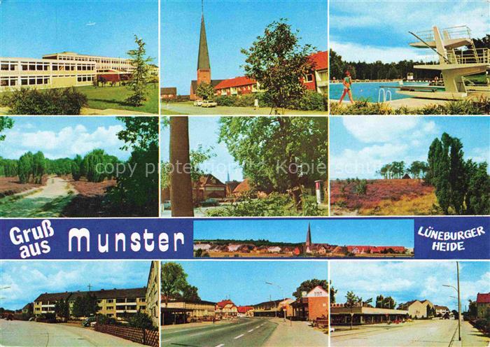Munster  oertze Hannover Teilansichten Kirche Hauptstrasse Freibad Landschaftspa