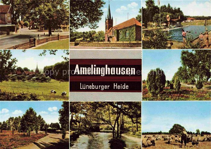 Amelinghausen Lueneburger Heide Teilansichten Kirche Freibad Landschaftspanorama