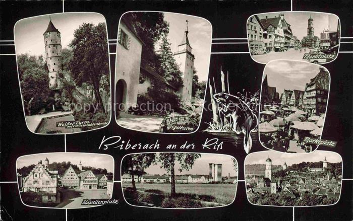 BIBERACH  Riss BW Weisser Turm Gigelturm Marktplatz Kapellenplatz Panorama