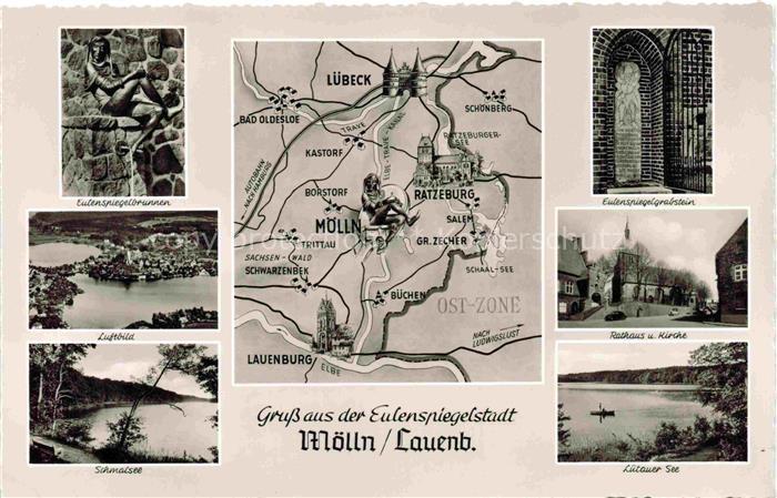 Moelln  Lauenburg Eulenspiegelbrunnen Fliegeraufnahme Schmalsee Eulenspiegelgrab