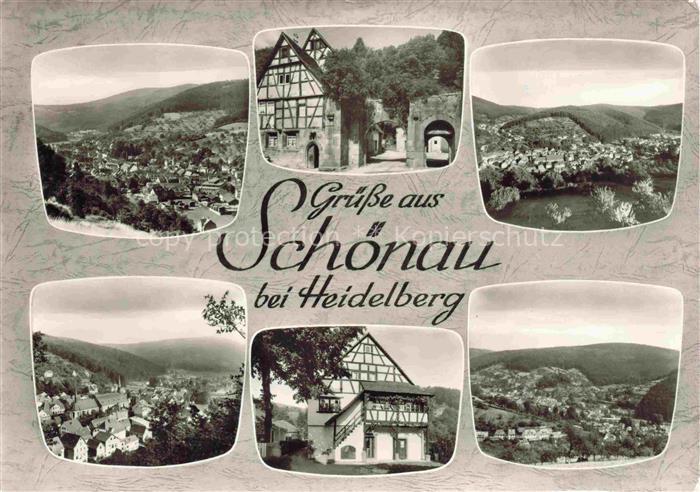 Schoenau Heidelberg Odenwald Panorama Fachwerkhaeuser