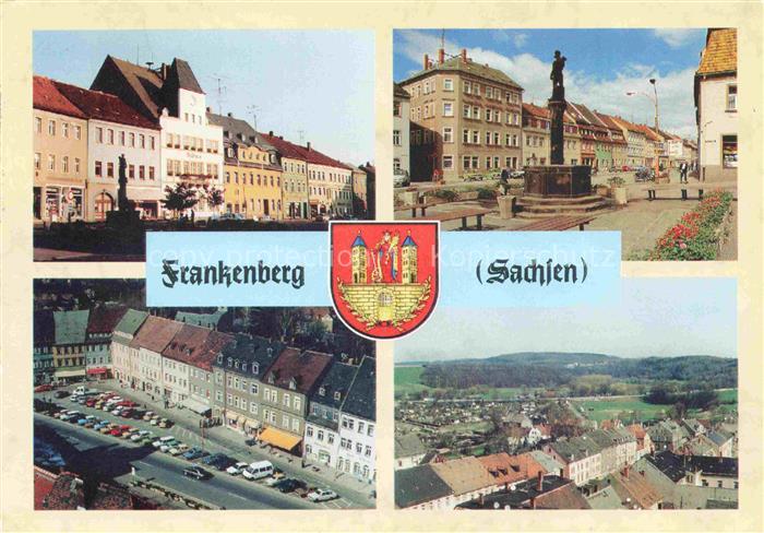 Frankenberg  Sachsen Marktplatz Schlosstrasse Blick auf A4 und Sachsenburg