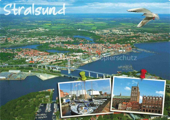 STRALSUND Fliegeraufnahme Hafen Stadttor