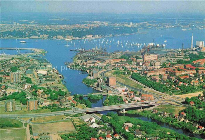 KIEL  CITY Panorama Landeshauptstadt Schwentine und Segelregatta auf der Foerde