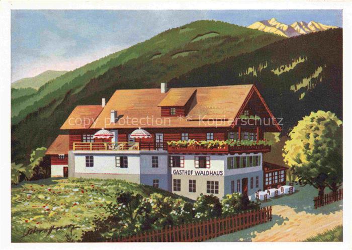 Krimml 1076m Pinzgau AT Gasthof Pension Waldhaus Illustration