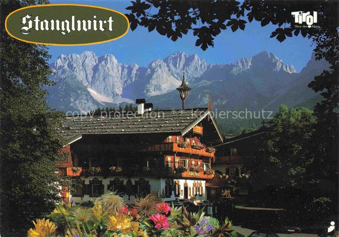 Going Ellmau Wilden Kaiser Tirol AT Bio-Hotel Stanglwirt Blick zum Kaisergebirge