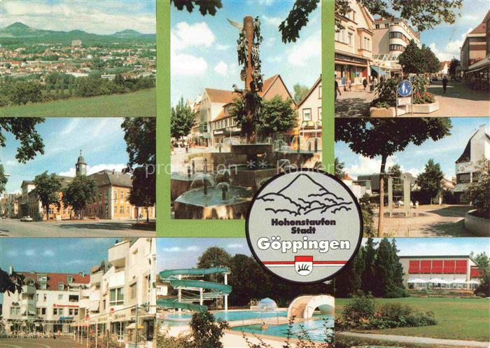 GoePPINGEN BW Panorama Teilansichten Innenstadt Fussgaengerzone Brunnen Freibad