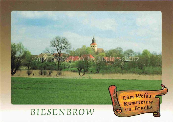 Biesenbrow Angermuende Uckermark Brandenburg Ansicht mit Kirche