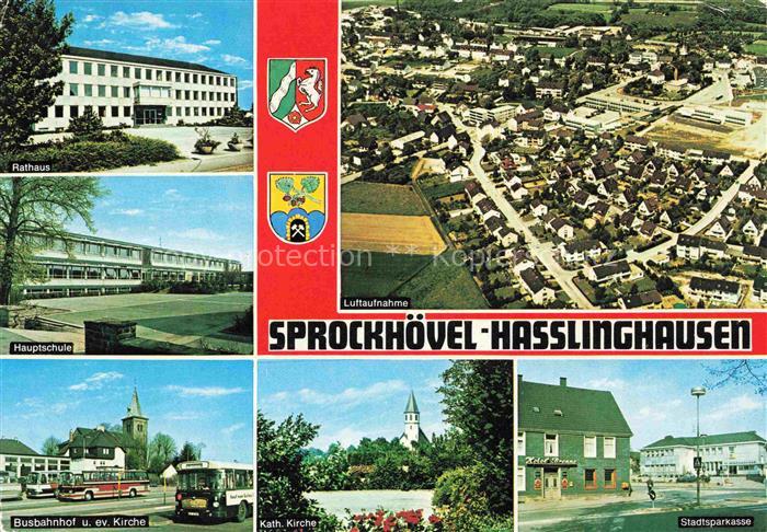 Hasslinghausen Sprockhoevel Luftaufnahme Rathaus Schule Busbahnhof Kirche Sparka
