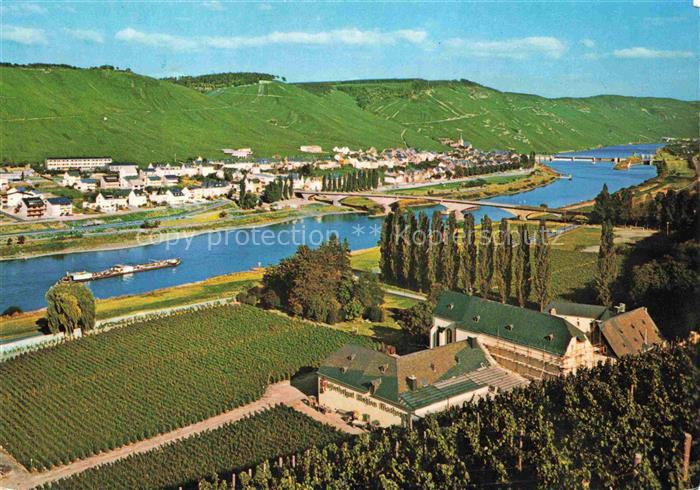 Zeltingen-Rachtig Mosel Panorama mit Schiffsschleuse