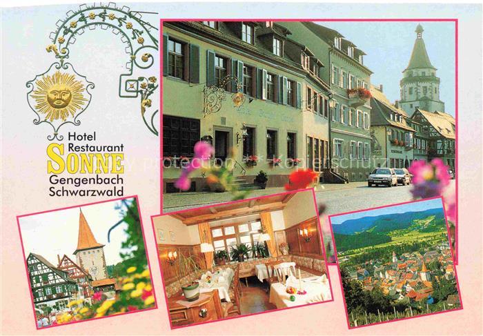 Gengenbach Hotel Restaurant Sonne Gastraum Stadtpanorama Altstadt
