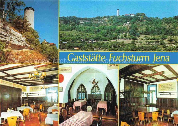JENA  Thueringen Gaststaette Fuchsturm Gastraum Landschaftspanorama