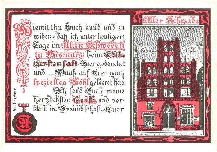 WISMAR Mecklenburg Alter Schwede Kuenstlerkarte