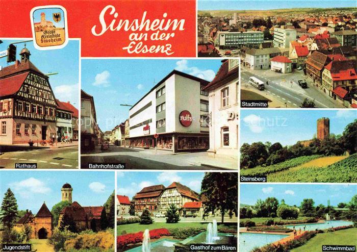 Sinsheim Elsenz Stadtmitte Rathaus Bahnhofstrasse Steinsberg Burg Jugendstift Ga