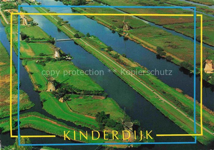 Kinderdijk Molenlanden Zuid-Holland NL Landschaftspanorama Windmuehlen