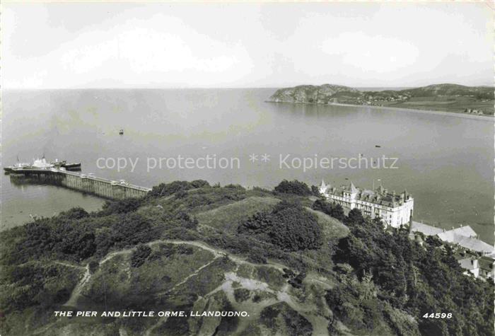 Llandudno Wales UK The pier and Little Orme aerial view