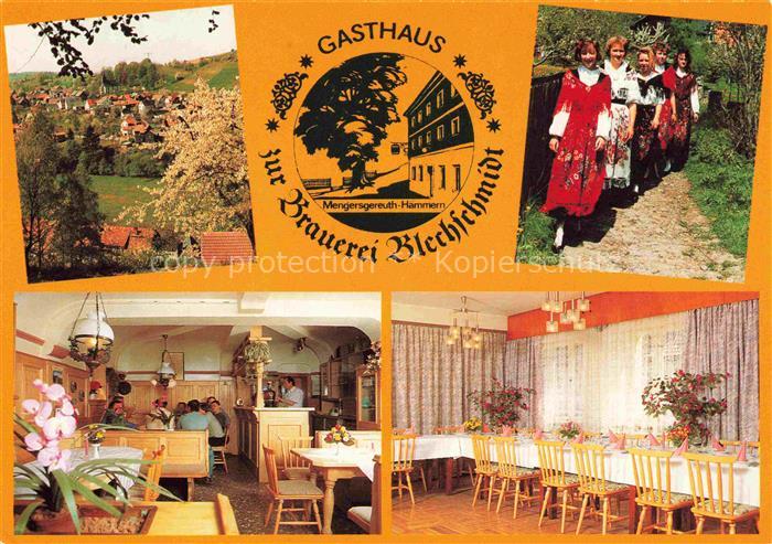 Mengersgereuth-Haemmern Landgasthof Pension Blechschmidt Gastraum Trachten