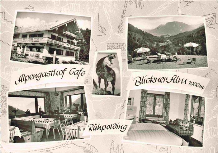 Ruhpolding Bayern Alpengasthof Café Blickner Alm Gastraum Fremdenzimmer Fernsich