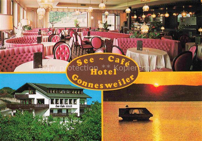 Gonnesweiler See Café Hotel am Bostalsee Gastraum Sonnenuntergang