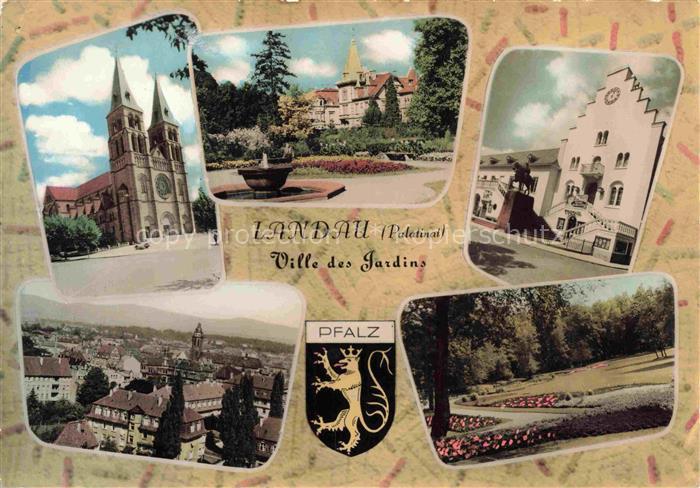 LANDAU PFALZ Ville des Jardins Kirche Stadtpanorama Parkanlagen