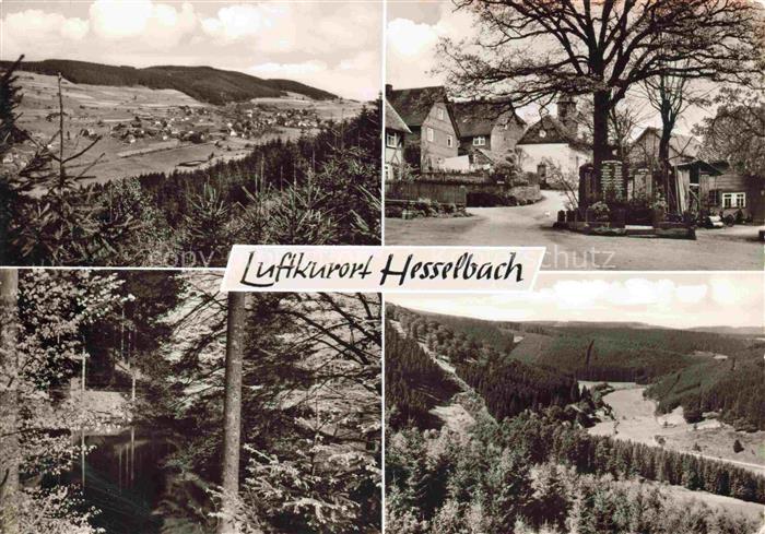 Hesselbach Laasphe Wittgenstein Ortsmotiv mit Kirche Landschaftspanorama Waldpar