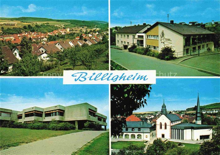 Billigheim Baden Neckar-Odenwald-Krei BW Panorama Ortsmotive Kirche Schule