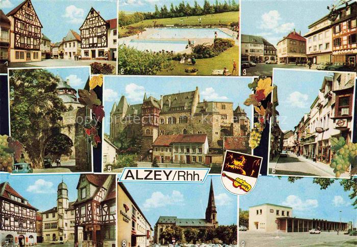 Alzey Sehenswuerdigkeiten der Stadt Schloss Freibad Zentrum