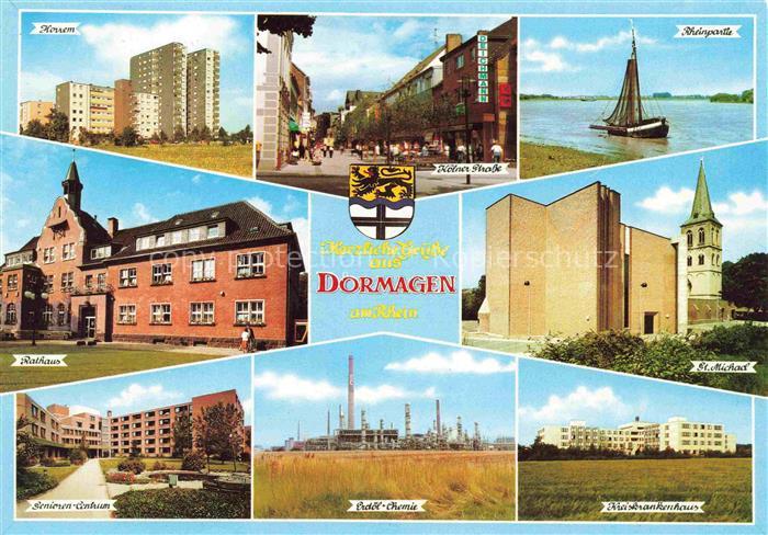 DORMAGEN Teilansichten Wohnsiedlung Rathaus Erdoel-Chemie Krankenhaus Partie am