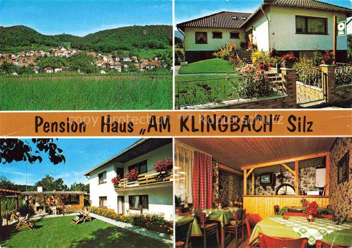 Silz Pfalz Pension Haus am Klingenbach Gastraum Garten Panorama