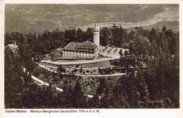 BADEN-BADEN BW Merkur Berghotel Gaststaette Fliegeraufnahme