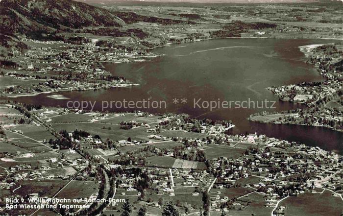 Rottach-Egern Tegernsee Blick von Wallbergbahn auf Bad Wiessee