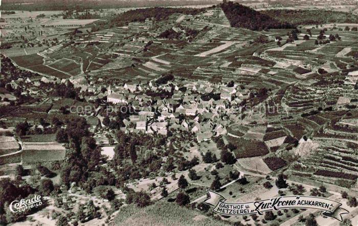 Achkarren Fliegeraufnahme mit Schlossberg Grotte und Gasthof Zur Krone