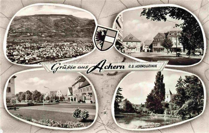 Achern Baden Fliegeraufnahme Ortspartie Marktplatz Stadtgarten