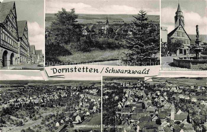 Dornstetten Wuerttemberg Rathaus Panorama Marktbrunnen Fliegeraufnahmen