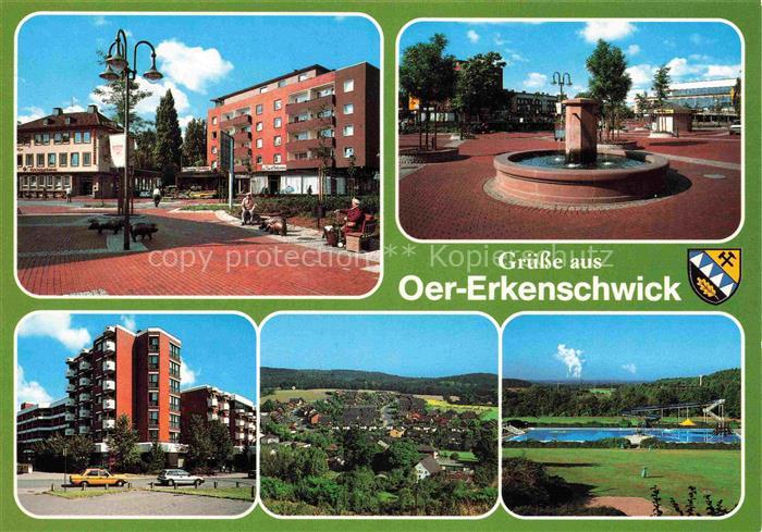 Oer-Erkenschwick Stadtplatz Brunnen Panorama Schwimmbad