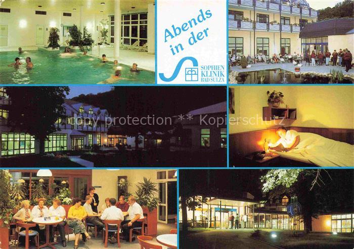 Bad Sulza Thueringen Hallenbad Sophien Klinik Zimmer Gastraum bei Nacht