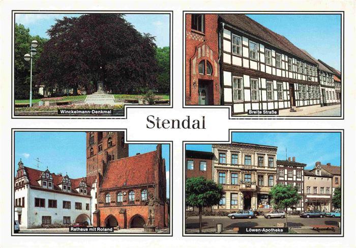 Stendal  Sachsen-Anhalt Winckelmann Denkmal Breite Strasse Rathaus mit Roland Lo