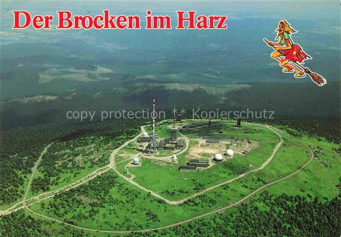 Brocken Harz Fliegeraufnahme mit Hexe