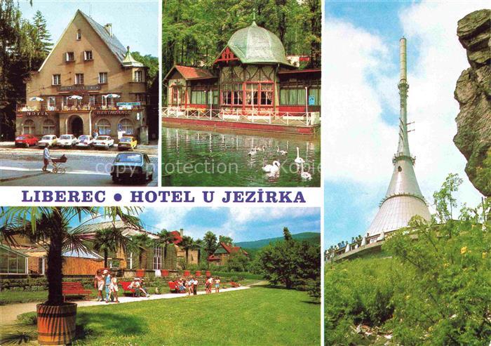 LIBEREC Reichenberg CZ Hotel U Jezirka Schwanenteich Park Botanicka zahrada
