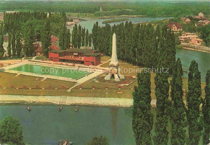 GYoeR Raab HU Cziraki Denkmal am Strand Fliegeraufnahme